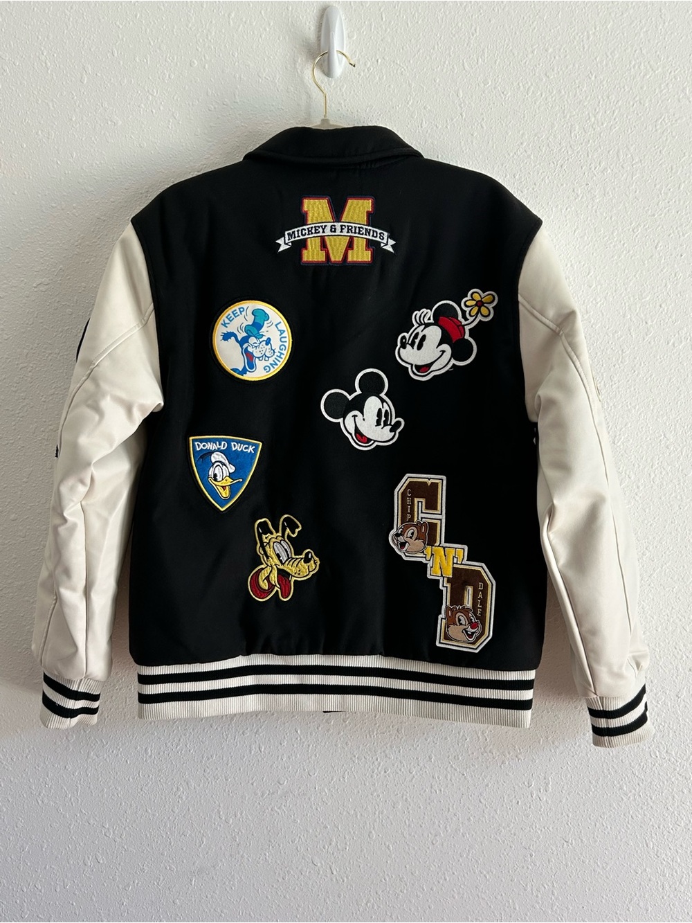 Disney Mickey Mouse Black Varsity Letterman Jacket Unisex Men’s M Women’s L - Picture 5 of 11